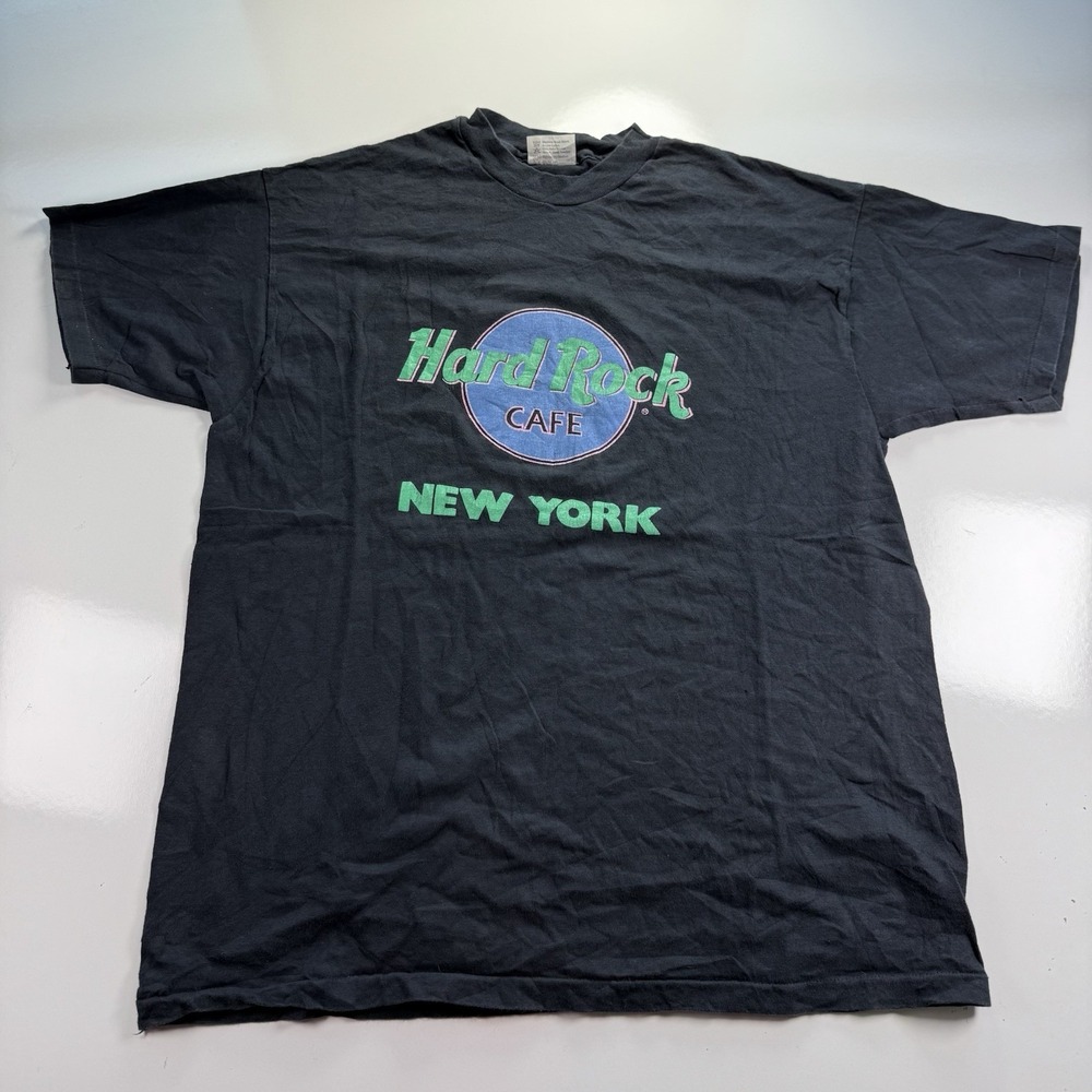 VTG 90's Hard Rock Cafe New York, Black T-shirt XL Single stitch USA Hanes Holes